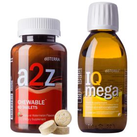  A2Z Chewable™ rágótabletta és IQ Mega™ folyékony omega-3 táplálékkiegészítő csomag